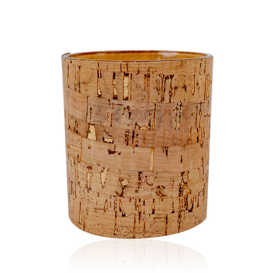 Glas-Windlicht in Korkoptik 8x8x9 cm mit Teelicht für gemütliches Licht