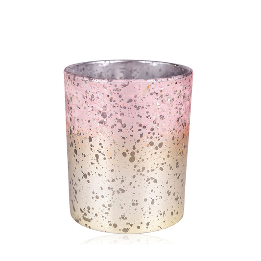 Kleines Glas-Windlicht rosa-gold 6x7,5 cm mit Teelicht für gemütliches Licht