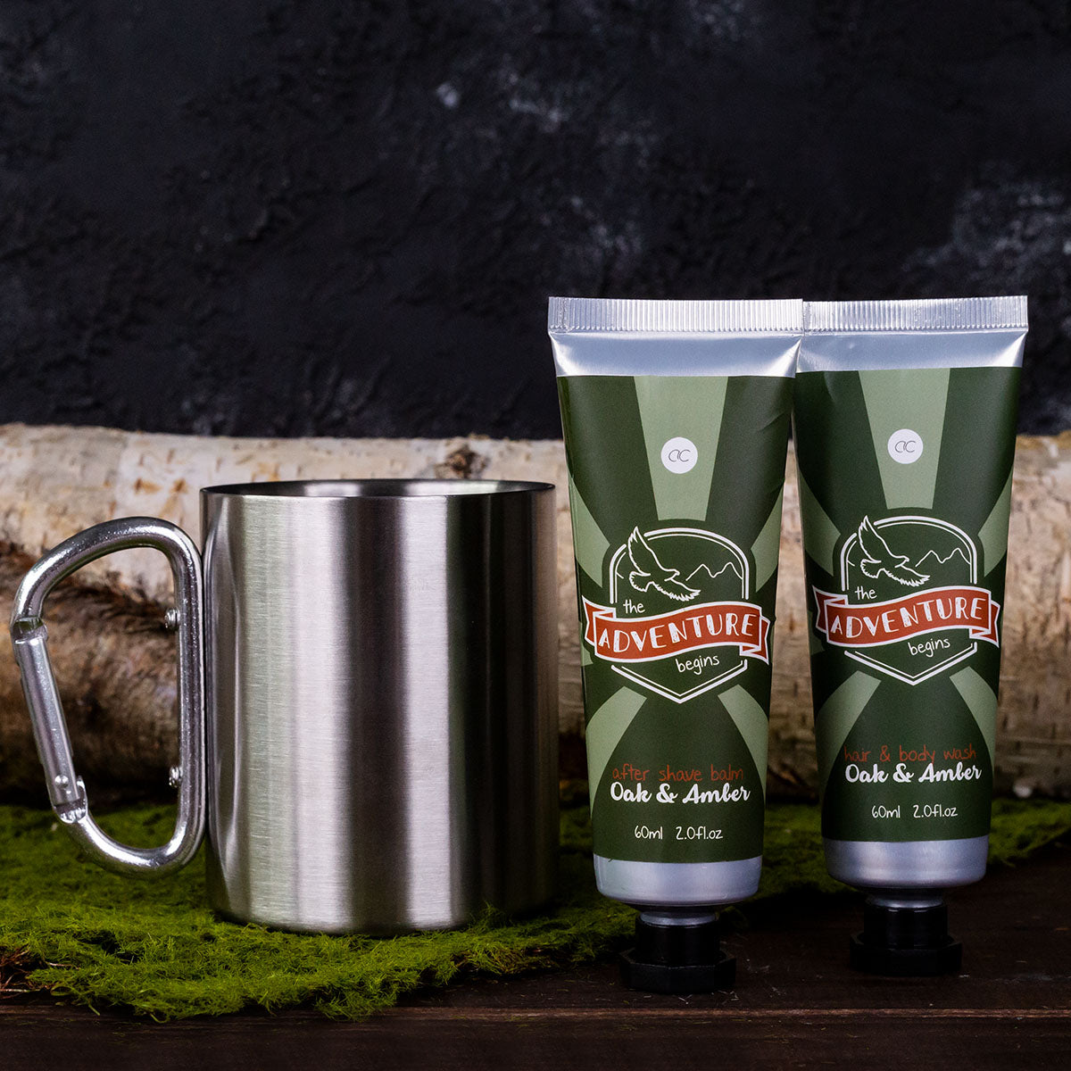 Badeset ADVENTURE COLLECTION Detailansicht mit Hair & Body Wash und After Shave Balsam