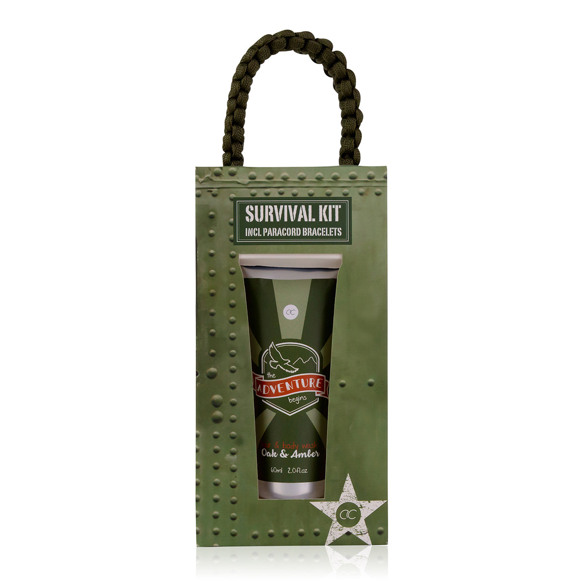 Badeset ADVENTURE COLLECTION Geschenkbox Gesamtansicht mit Outdoor-Survivalarmband