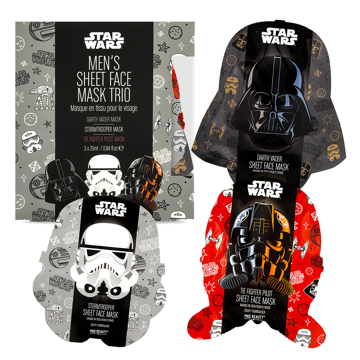 Star Wars Gesichtsmasken Set  Gesamtansicht Darth Vader Darth Maul Storm Trooper
