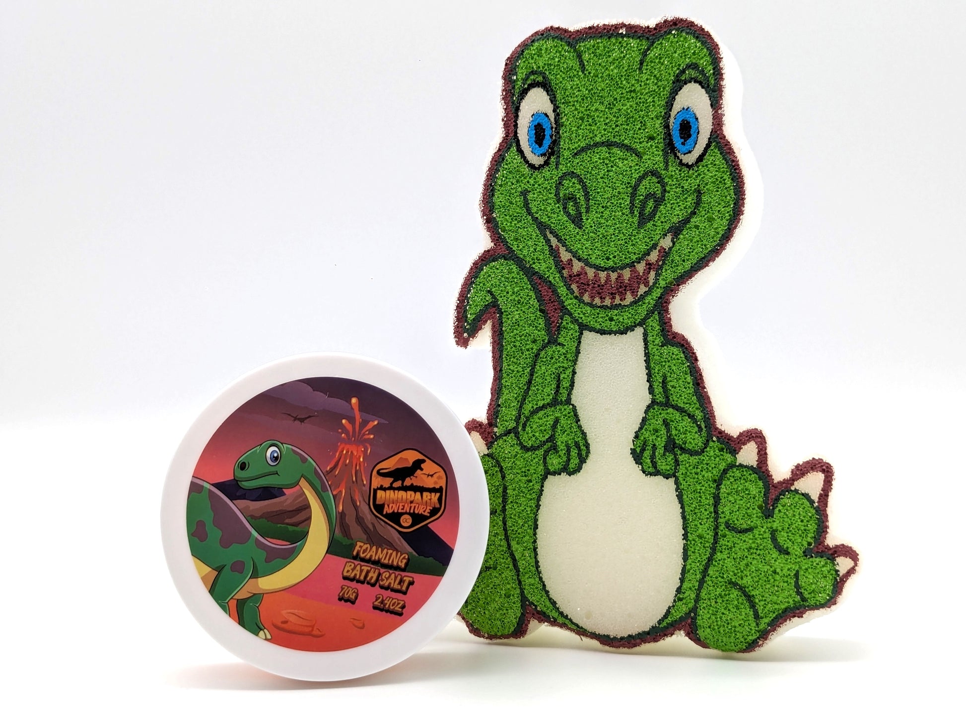 Kinder Badeset Dinosaurier T-Rex Schwamm Detailansicht